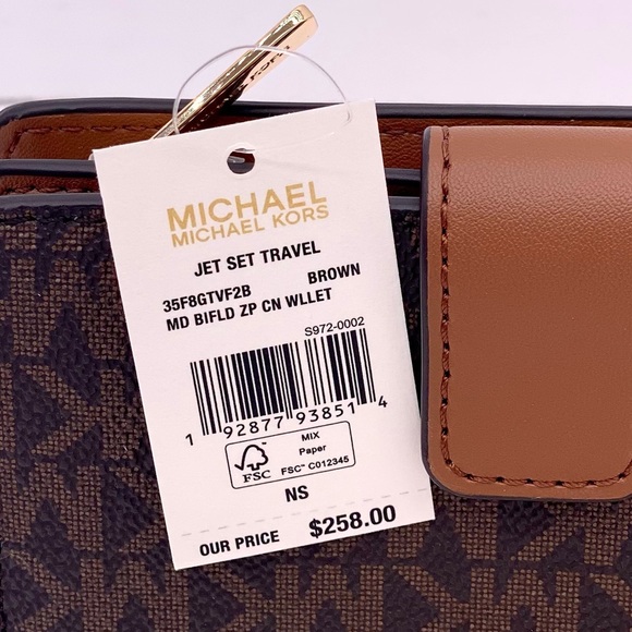 Michael Kors Jet Set Travel Medium Bifold Wallet Brown - Picture 7 of 13